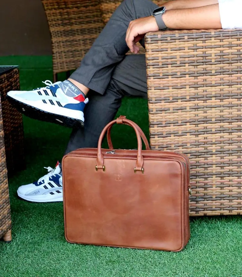 Personalized Leather Briefcase for men, Messenger Bag, Men Leather Shoulder Bag Leather Laptop Bag, Briefcase Satchel Portfolio Notebook bag