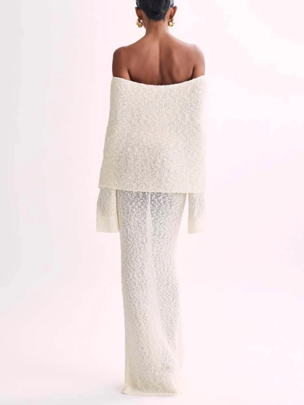 Classic Draped Off Shoulder Stretch Vacation Maxi Dress