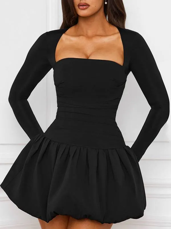 Square Collar Backless Mini Dress