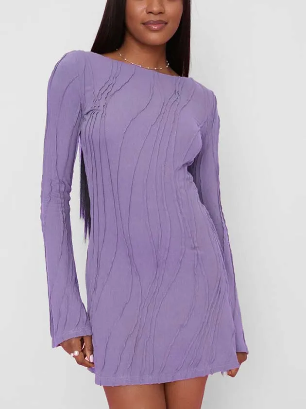 Exquisite Wave Striped Hip Mini Dress