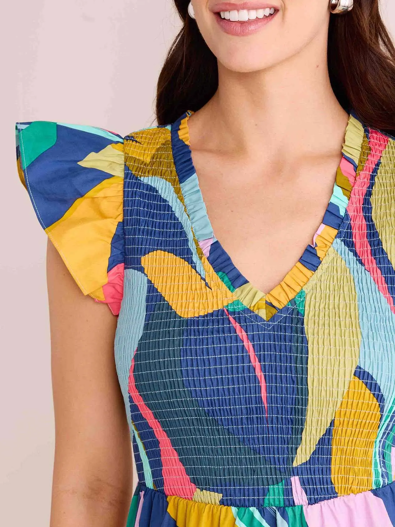 V-neck Printed Maxi Dress