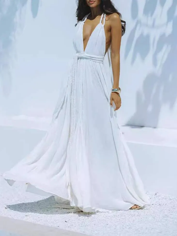 Large Swing Backless Strap Dress