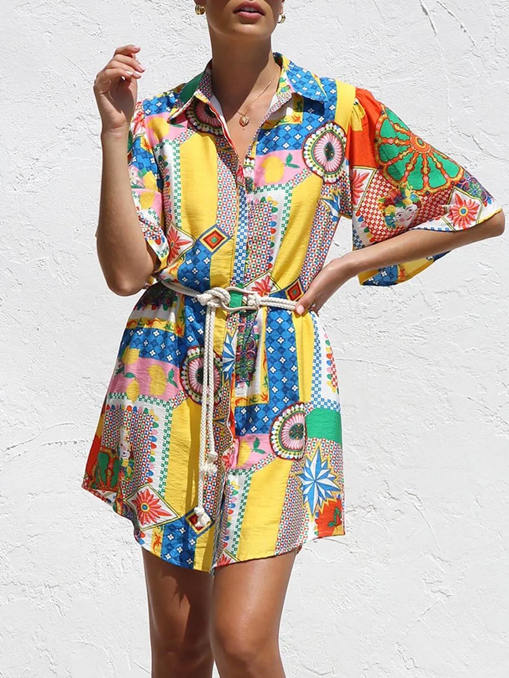 Unique Ethnic Pattern Print Melanie Dress