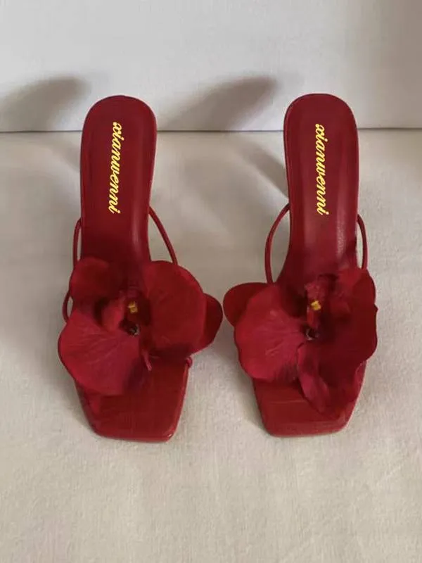 Flower High-heel Slippers