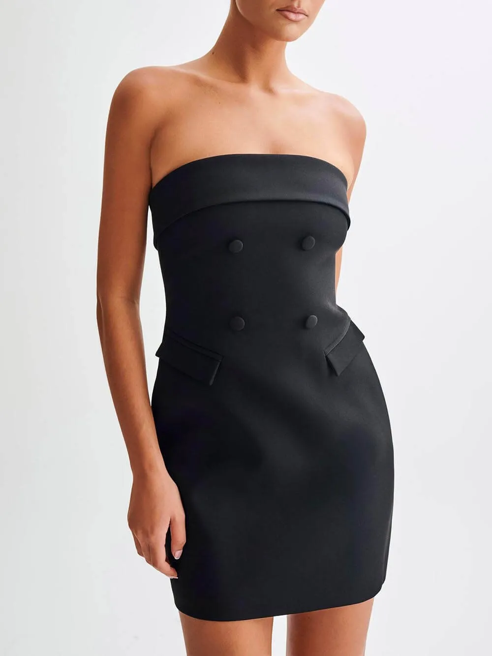 Elegant Strapless Suiting Mini Dress