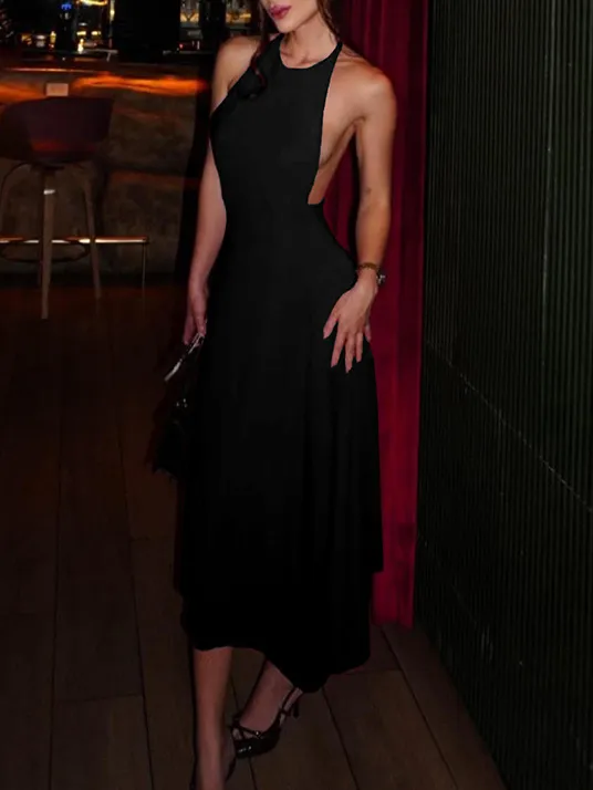 Halter Neck Strappy Sexy Backless Dress