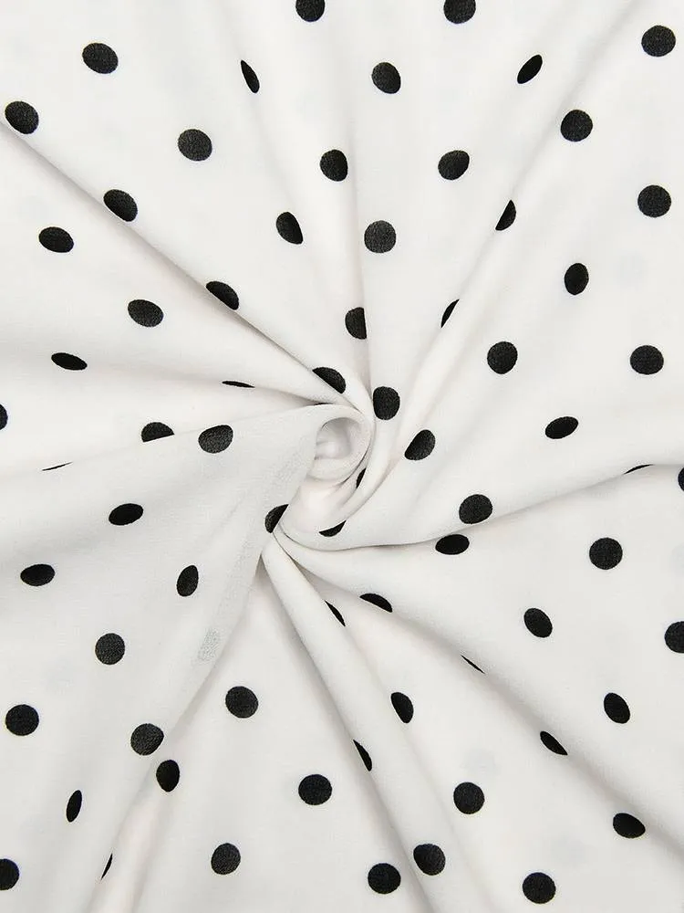 Polka Dot Suspender Irregular  Swing Collar Dress