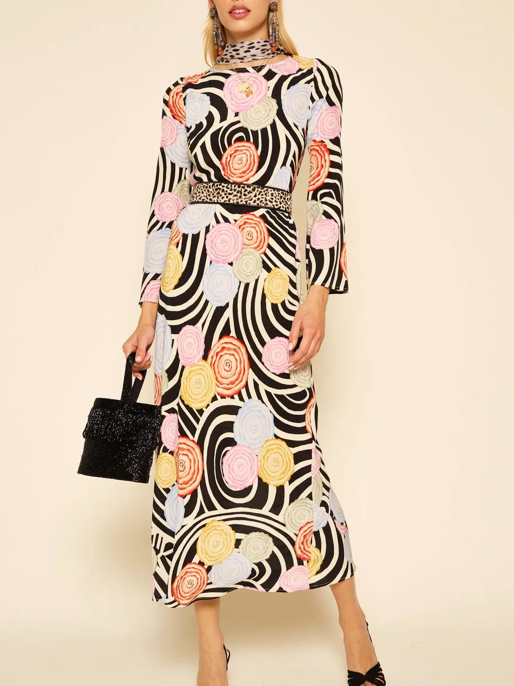 Loose Floaty Elegant Drape Midi Dress