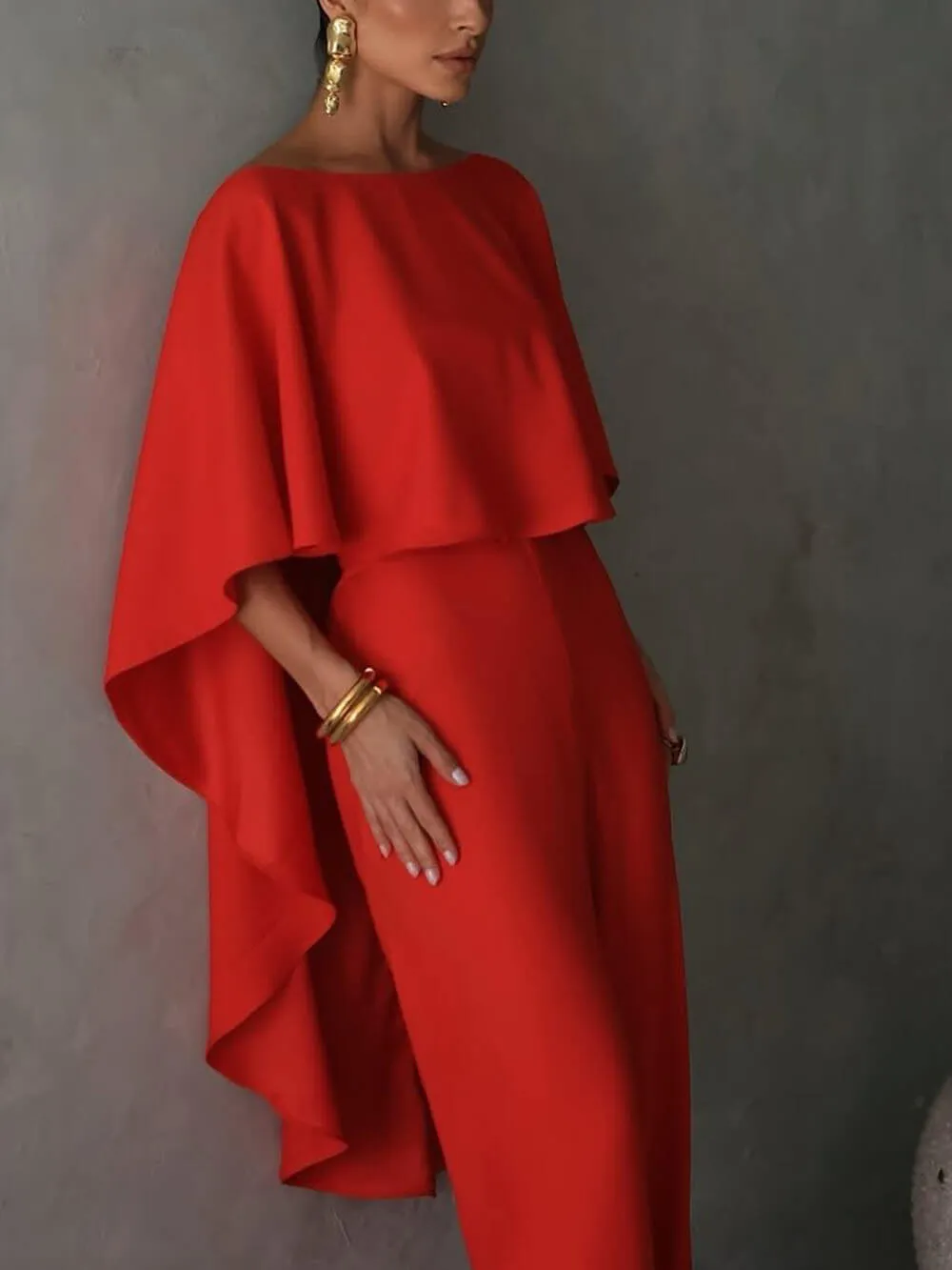 Fashionable Temperament Irregular Top Wide-Leg Pants Two-Piece Set