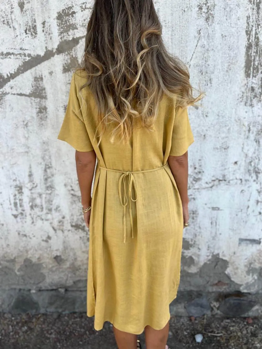 Bohemian Print Linen Loose Midi Dress