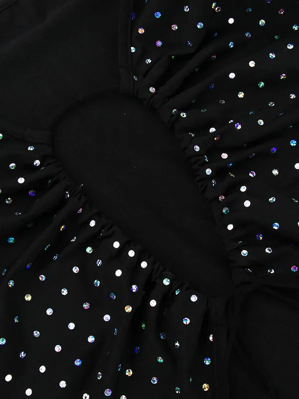 Shimmering Hollow Long Sleeve Dress