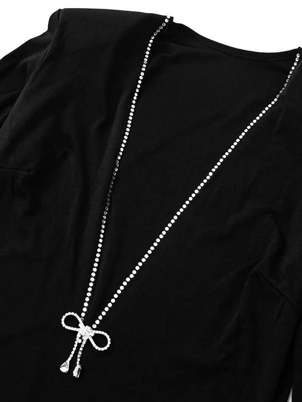 Deep V-neck Long Sleeve Mini Dress