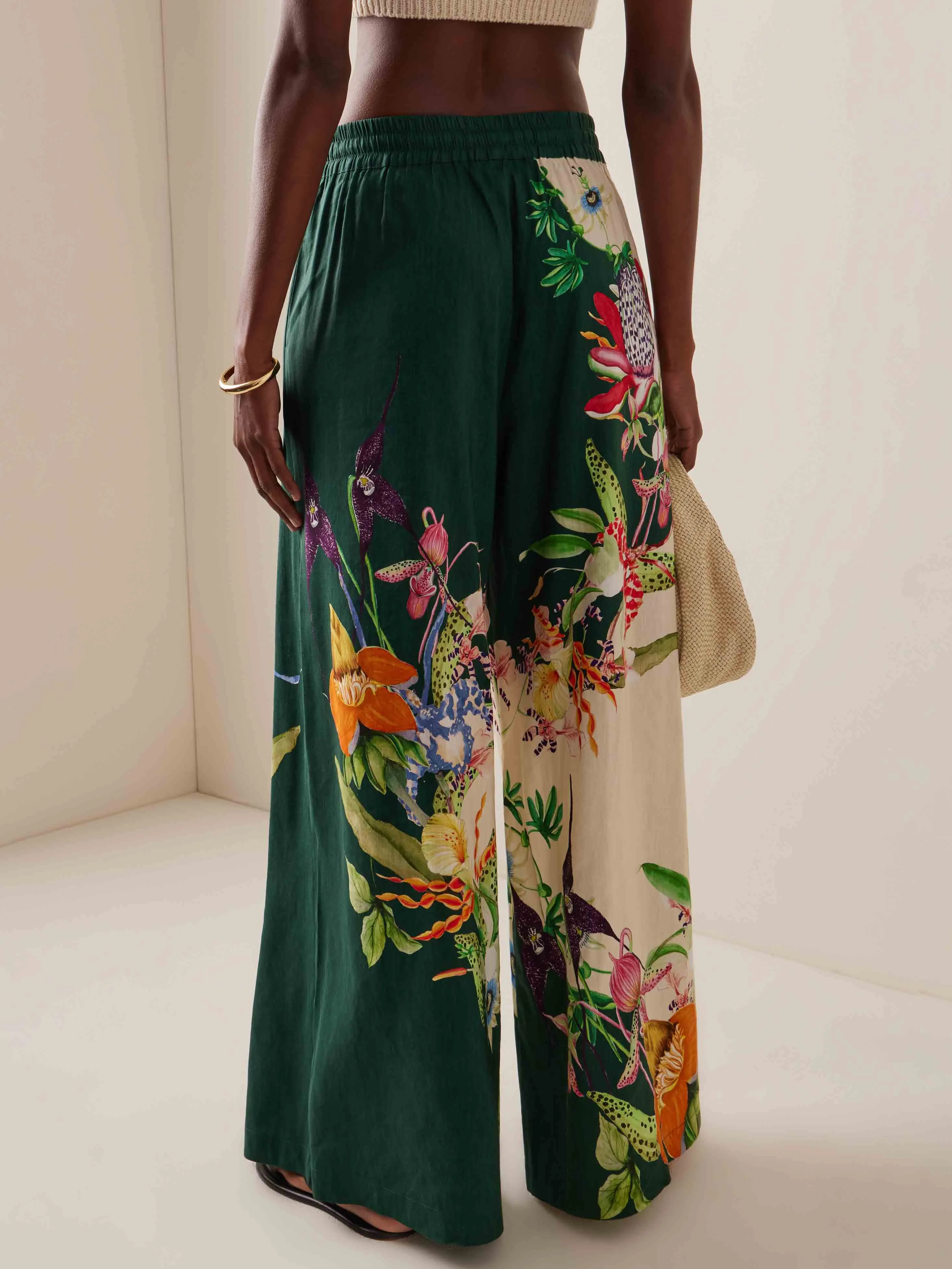 Unique Positioning Retro Print Loose Wide-Leg Pants