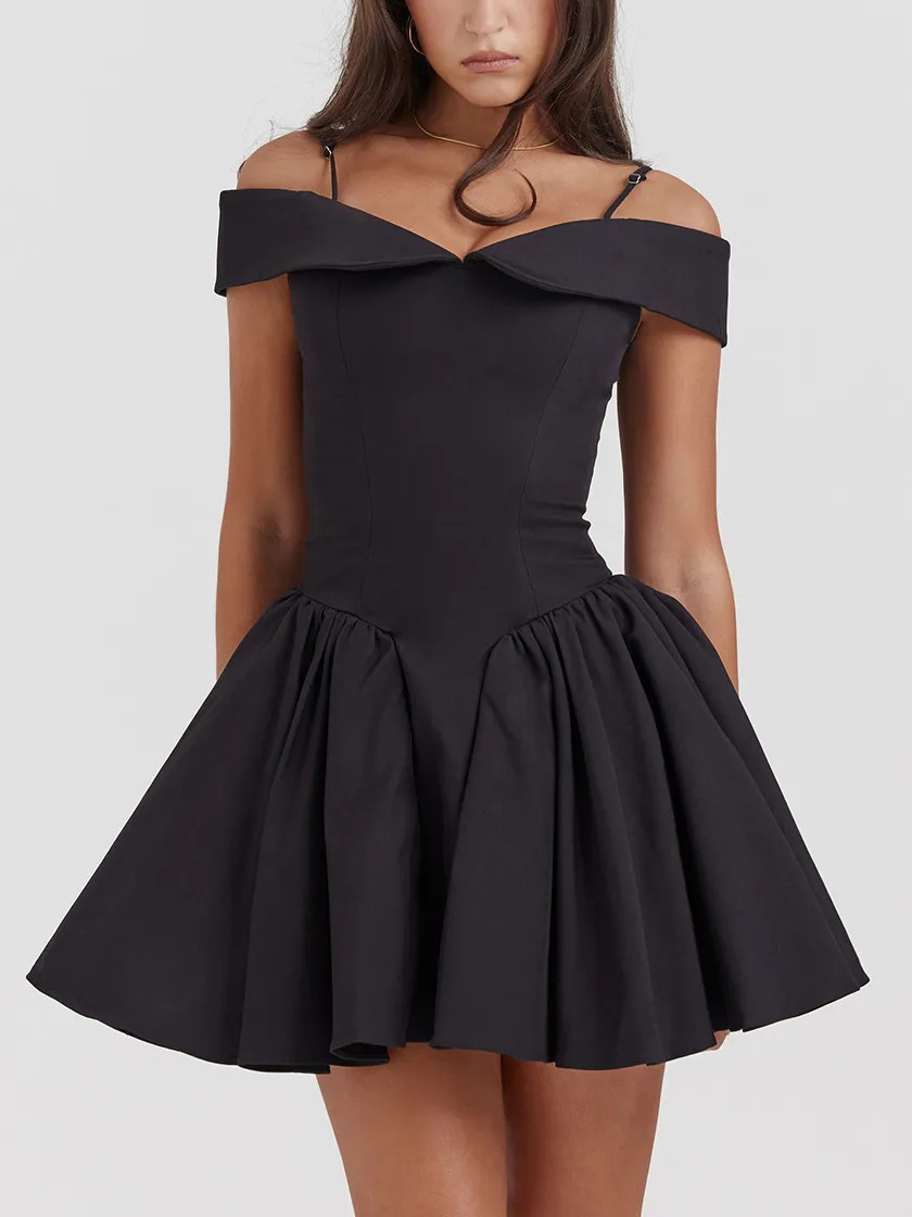 Elegant One Shoulder Sexy Puffy Gown Mini Dress