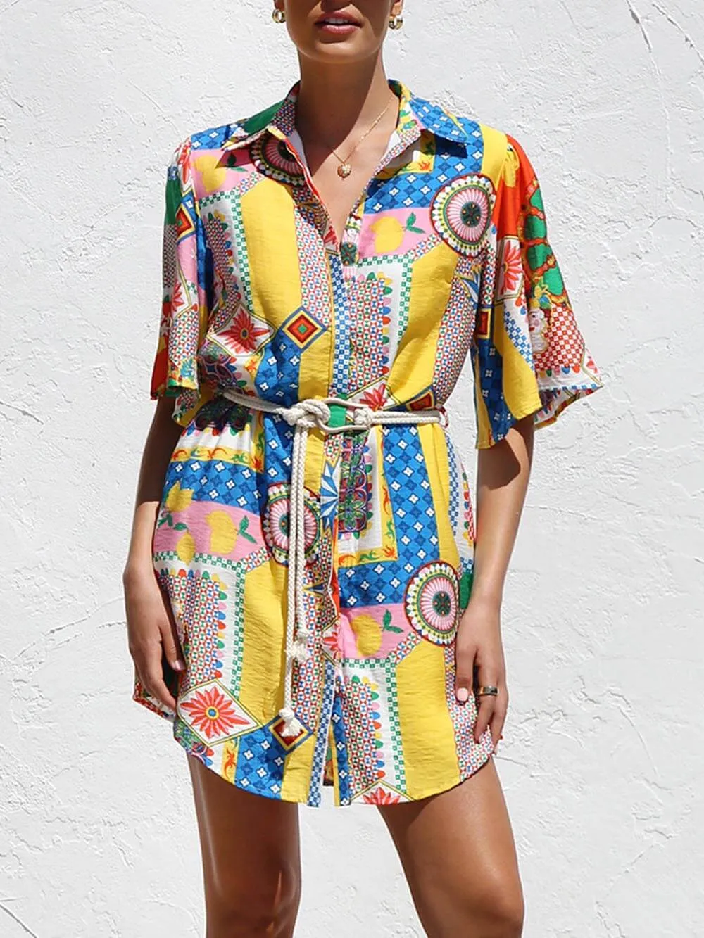 Unique Ethnic Pattern Print Melanie Dress