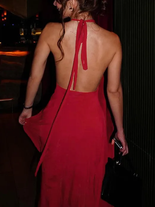 Halter Neck Strappy Sexy Backless Dress