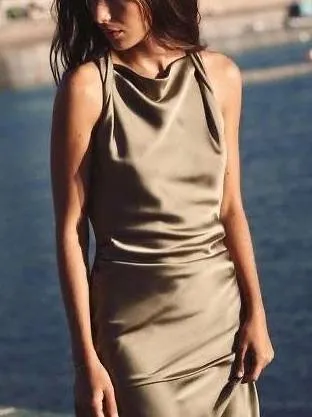 Sleeveless Satin Maxi Dress