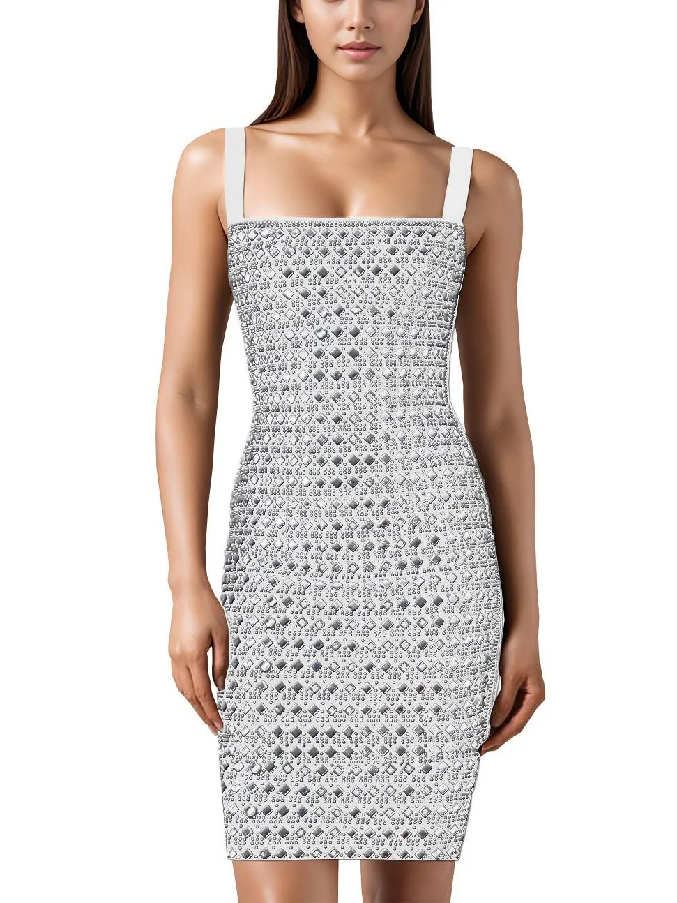 Rhinestone Slim Sling Mini Dress
