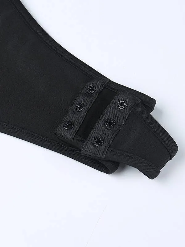 Furry Patchwork Off-shoulder T-shirt Bodysuit