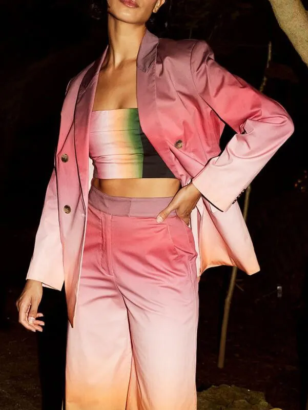 Temperament Gradient Print Suit Jacket