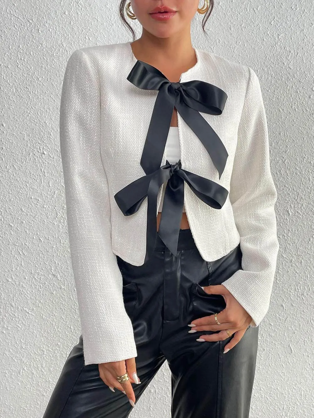 Fashion Slim Irregular Bowknot Long Sleeve Suit Jacket