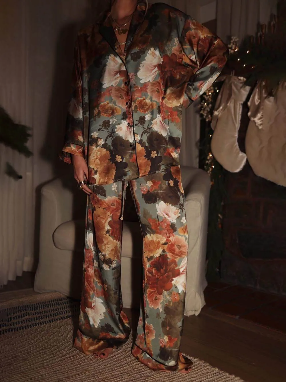 Modern Unique Print Button Down Oversized Blouse