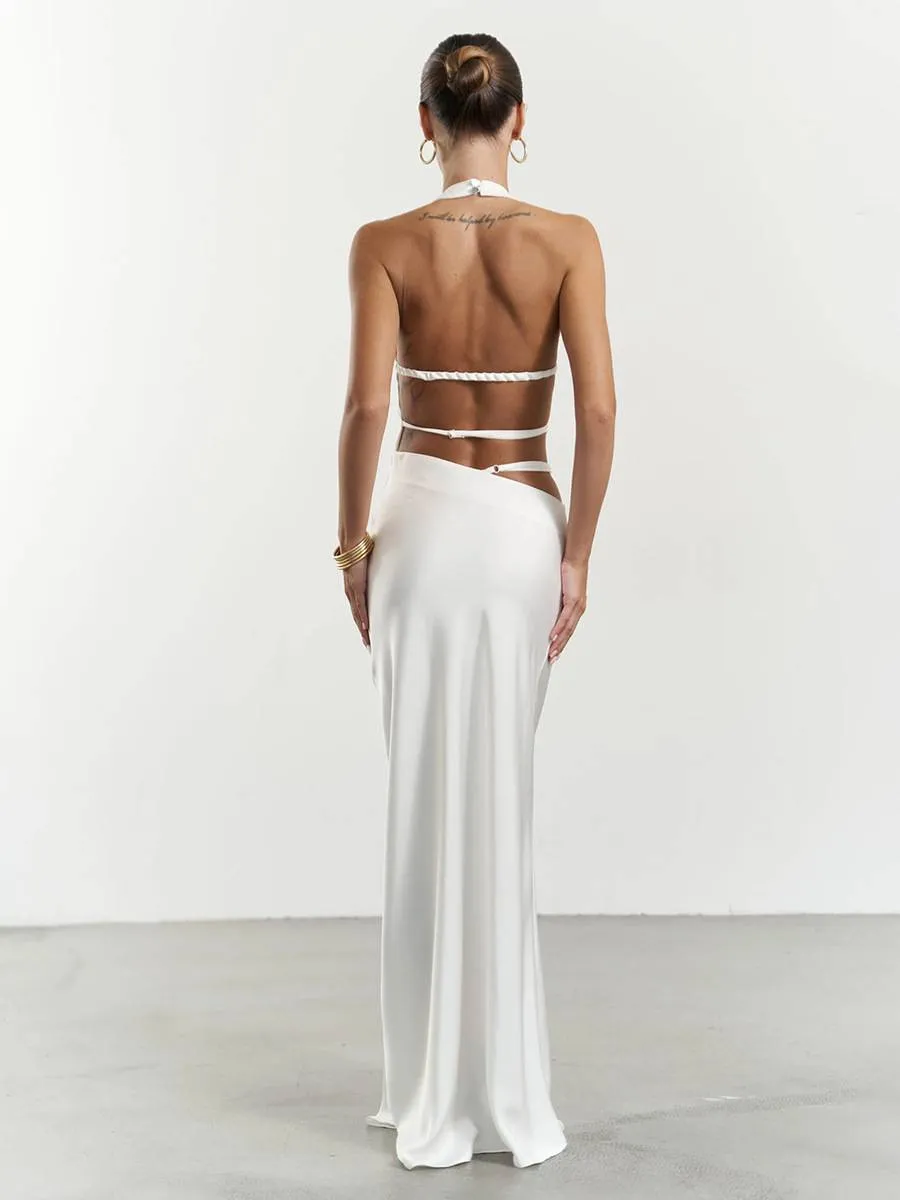 Halter neck backless irregular tube top