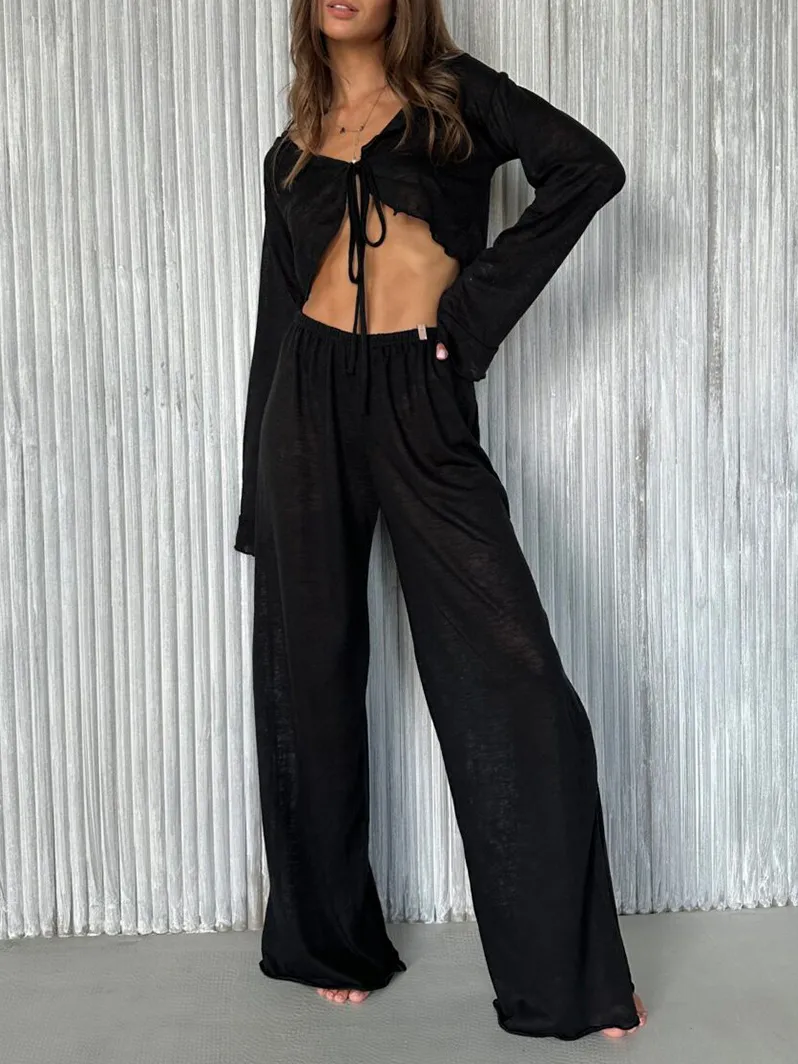 See Through Lazy Style Pajama Suit