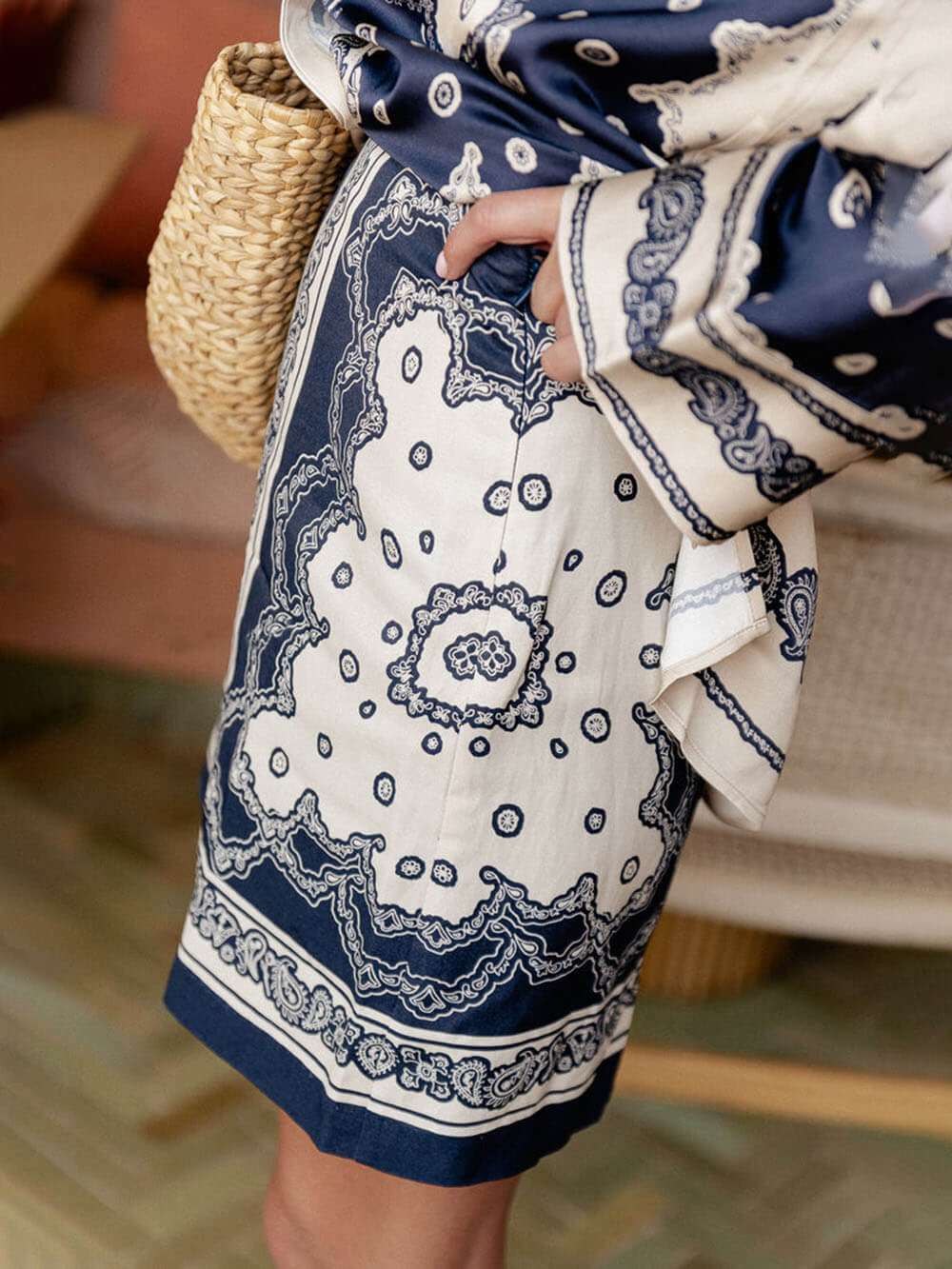 Unique Timeless Look Satin Paisley Print High Rise Mini Skirt