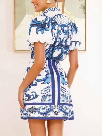 Exquisite Painted Floral Print Short Skirt