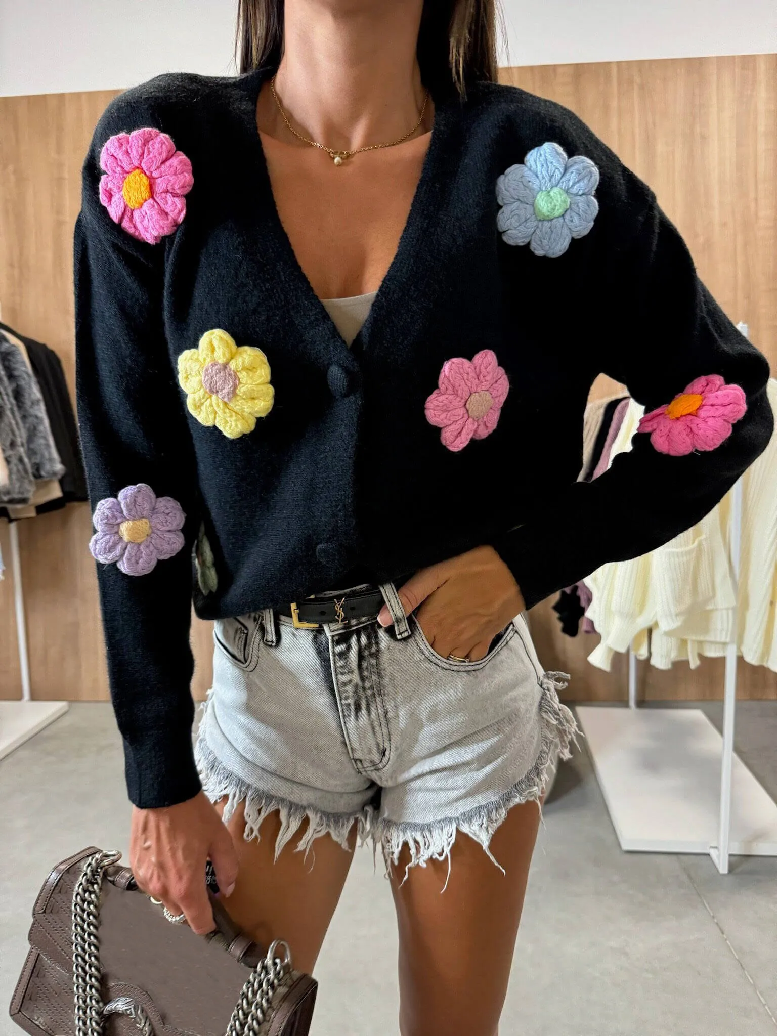Casual Crochet Flower Sweater Cardigan