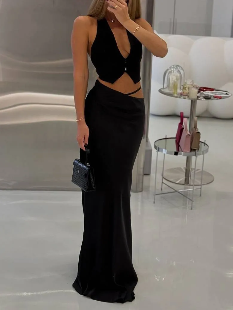 Irregular Slim-Fit Maxi Skirt