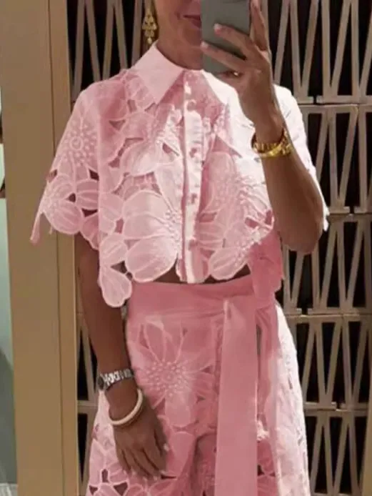 Exquisite Floral Embroidery Sexy Hollow Cardigan Top