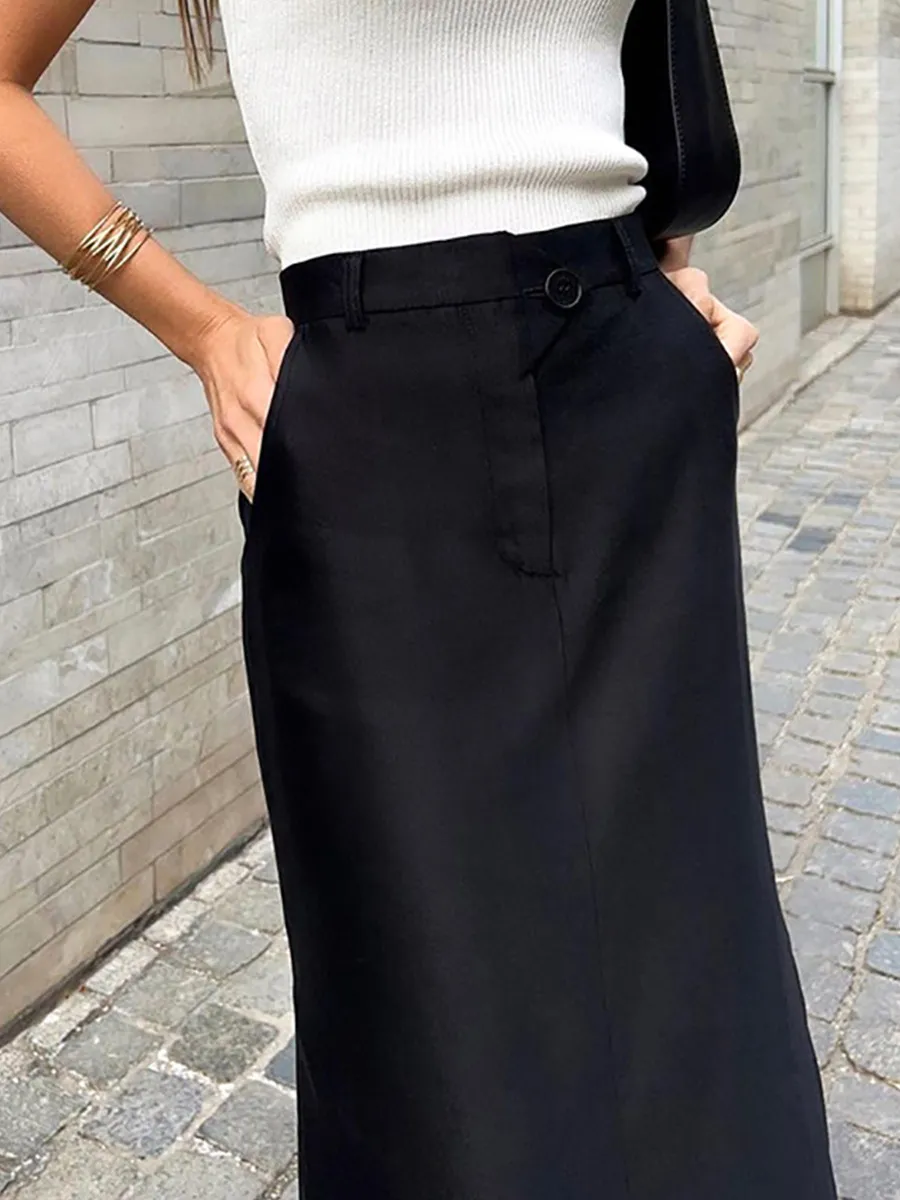 High Waist Side Slit Skirt
