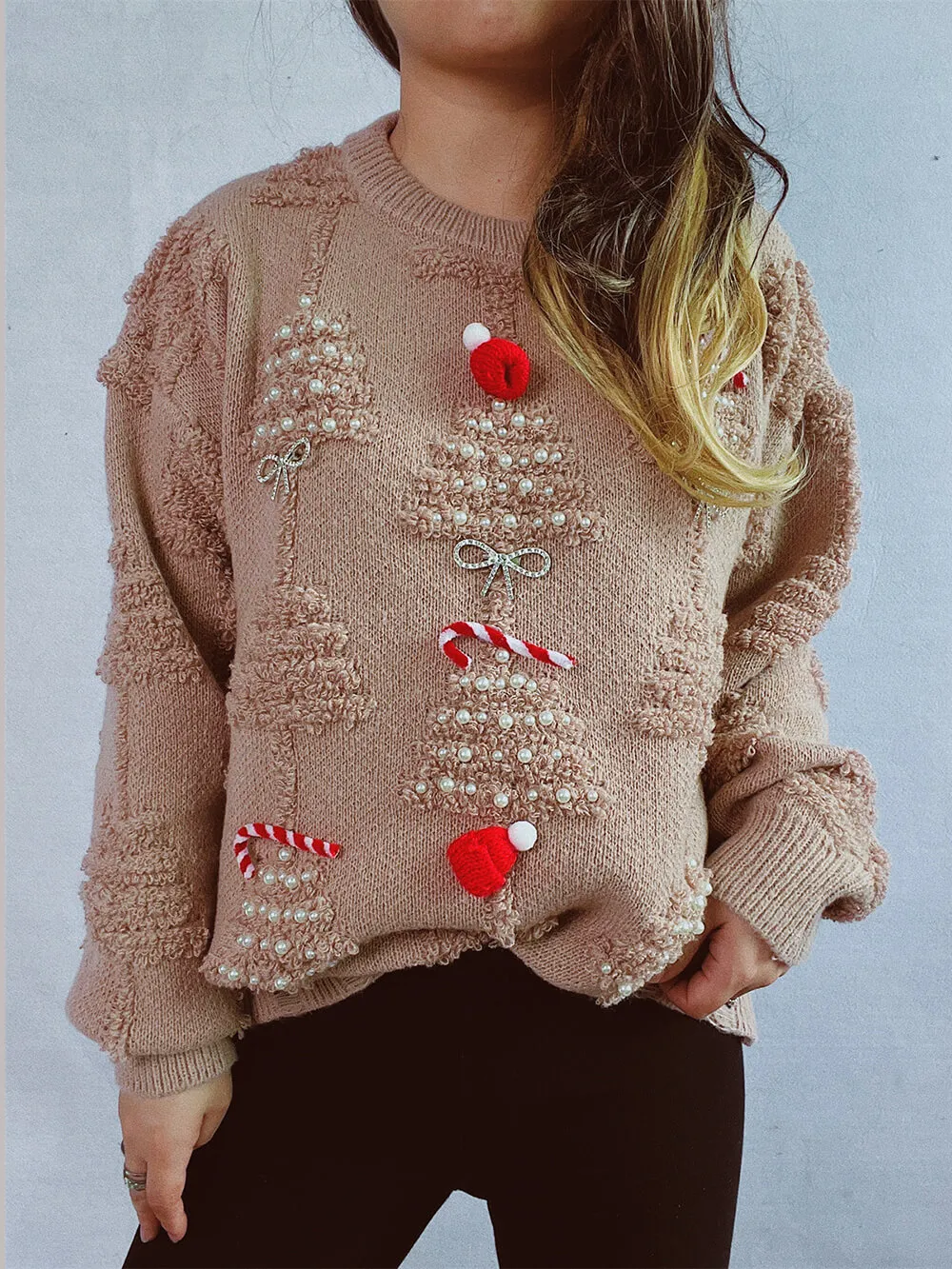 Christmas Tree Decoration Flocked Sweater