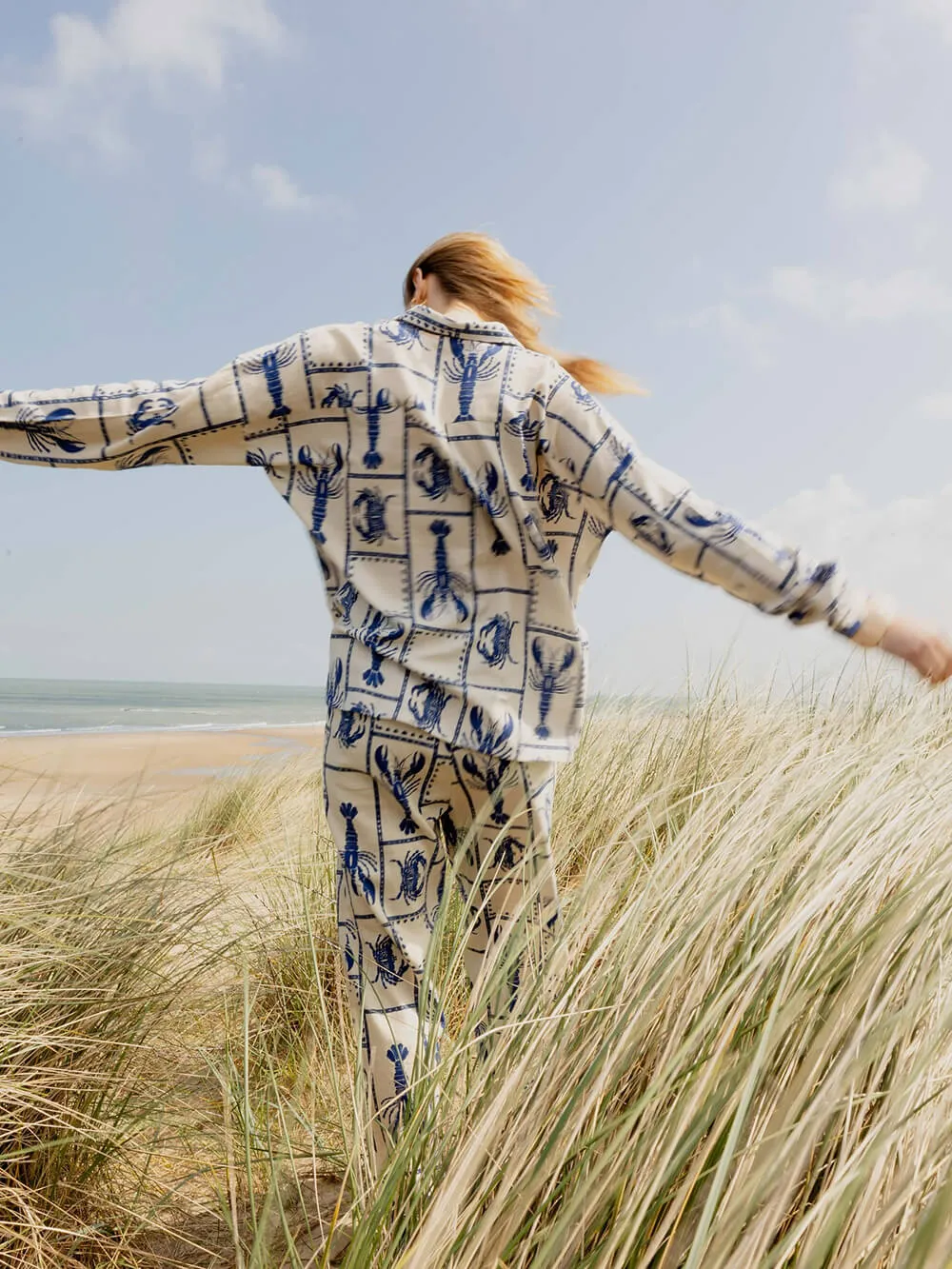 Unique Fun Lobster Pattern Printed Loose Shirt