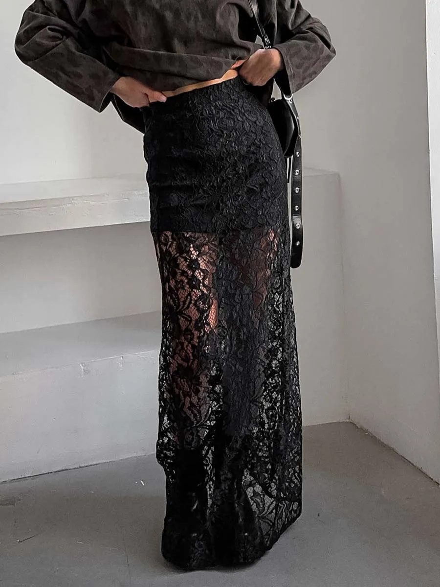 Retro All-match Lace Skirt