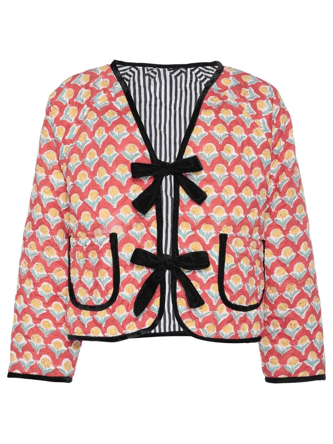 Fashionable Casual Lace-up Printed Cotton Jacket