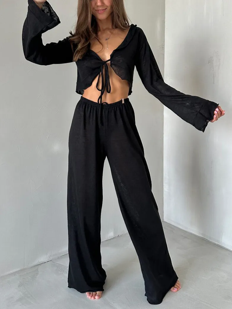 See Through Lazy Style Pajama Suit