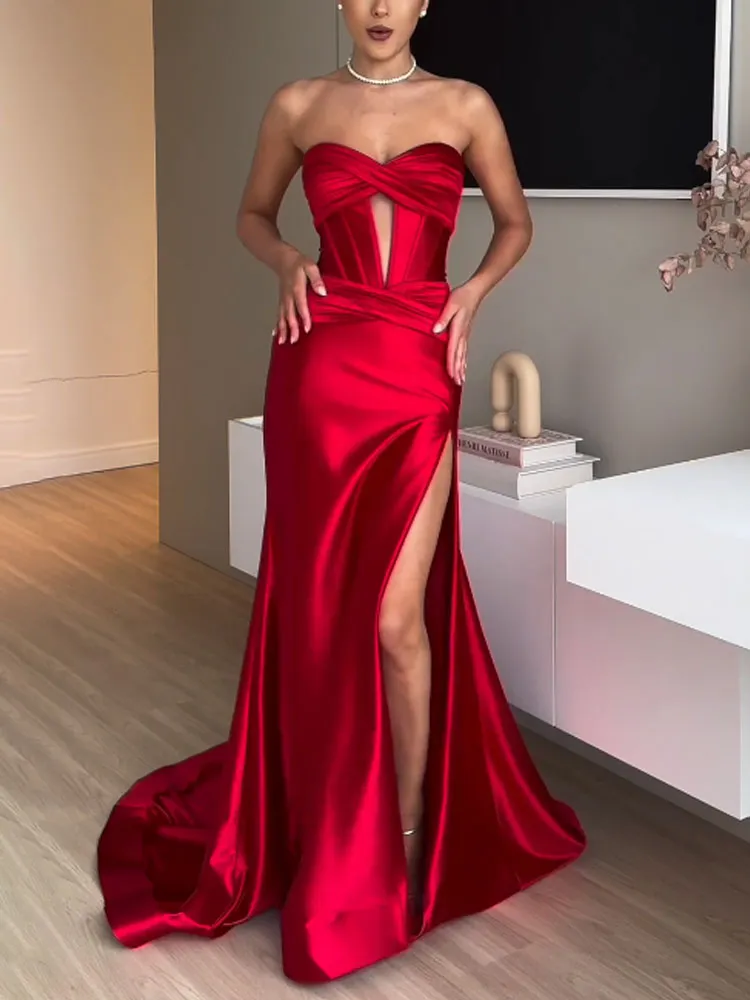 Elegant Boat-Shaped Skirt Evening Dress