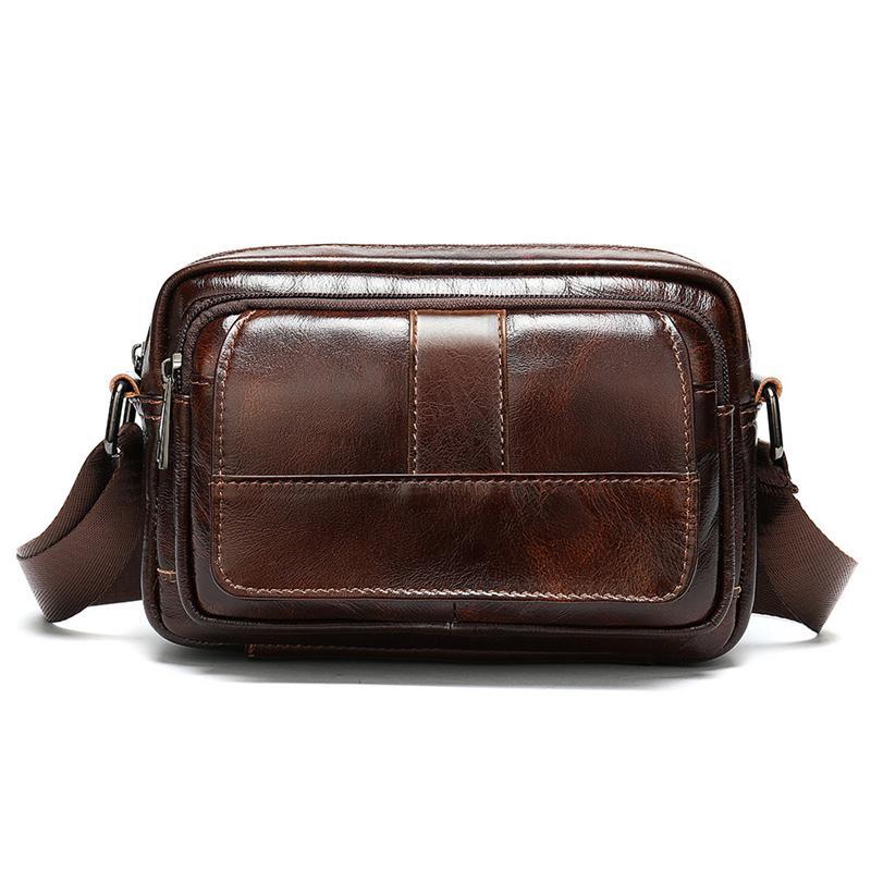 Classic Men's Crossbody Bag Leather Casual Mini Shoulder Bag