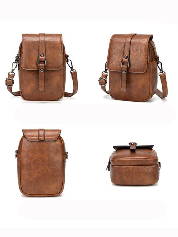 Retro Oil Wax Pu Shoulder Messenger Bag