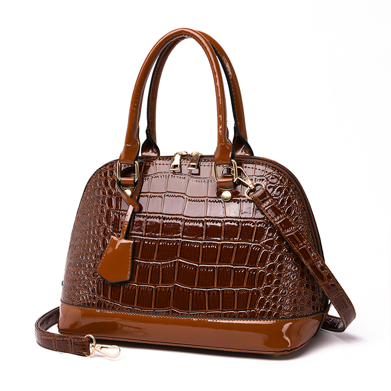 Crocodile-Embossed Single-Shoulder Crossbody Tote