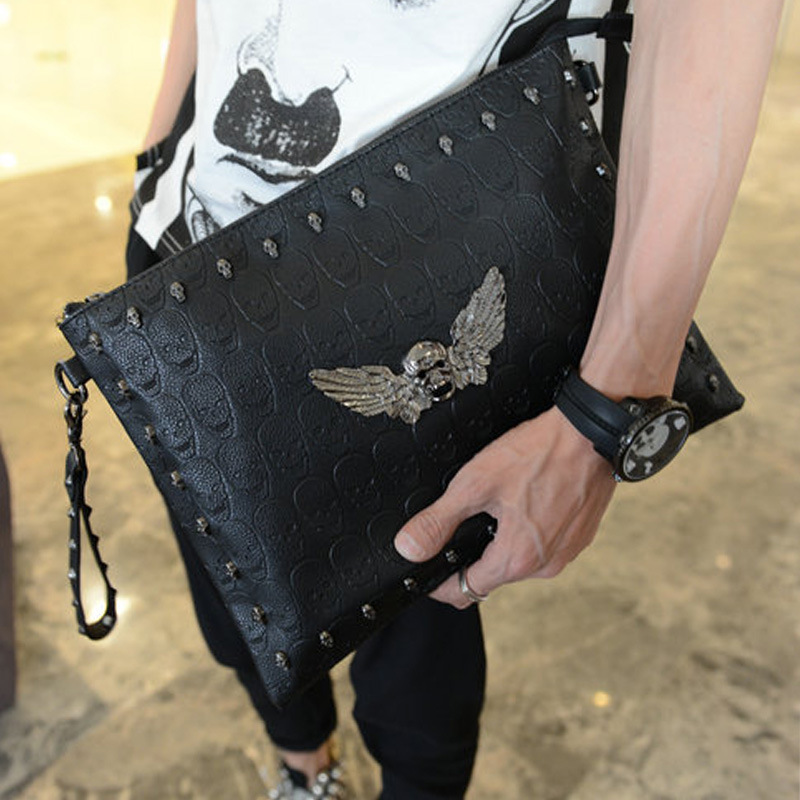 Korean Style Trendy Male Rivet Ghost Clutch Bag
