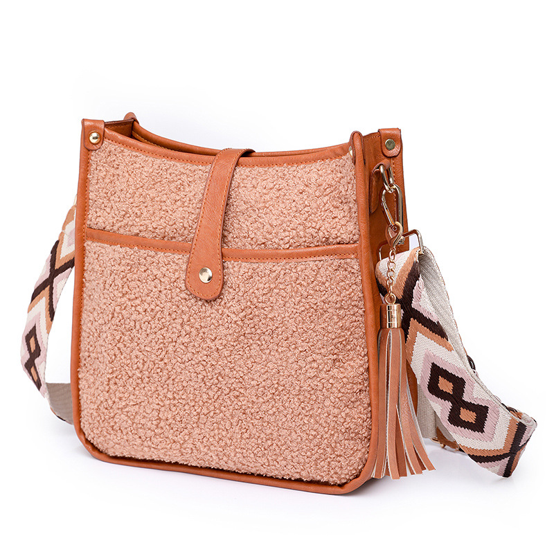Women Plush Crossbody Bags Shoulder Bucket Bags