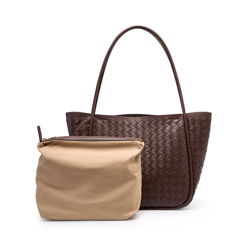 Leather Woven Single Shoulder Large Tote Bag