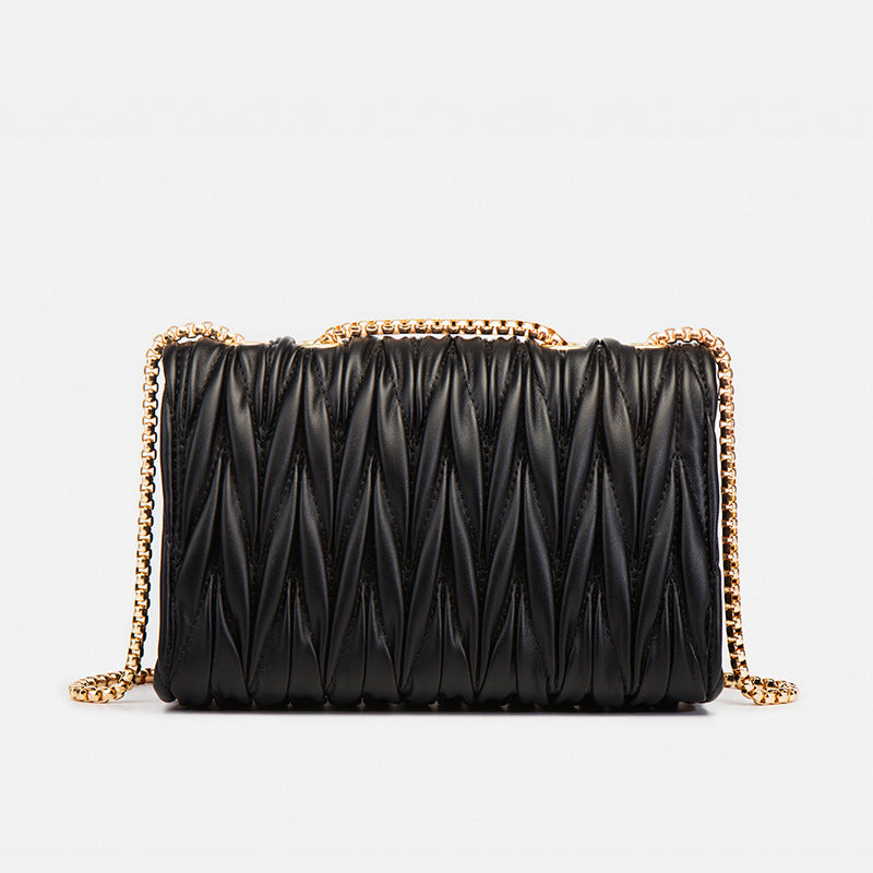 Fashion chain one shoulder wrinkle leather bag rhombic crossbody bag underarm bag female bag