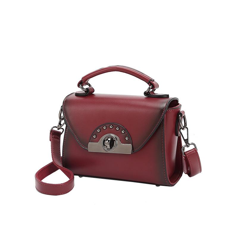 Retro oblique span oil wax cow leather one shoulder handbag