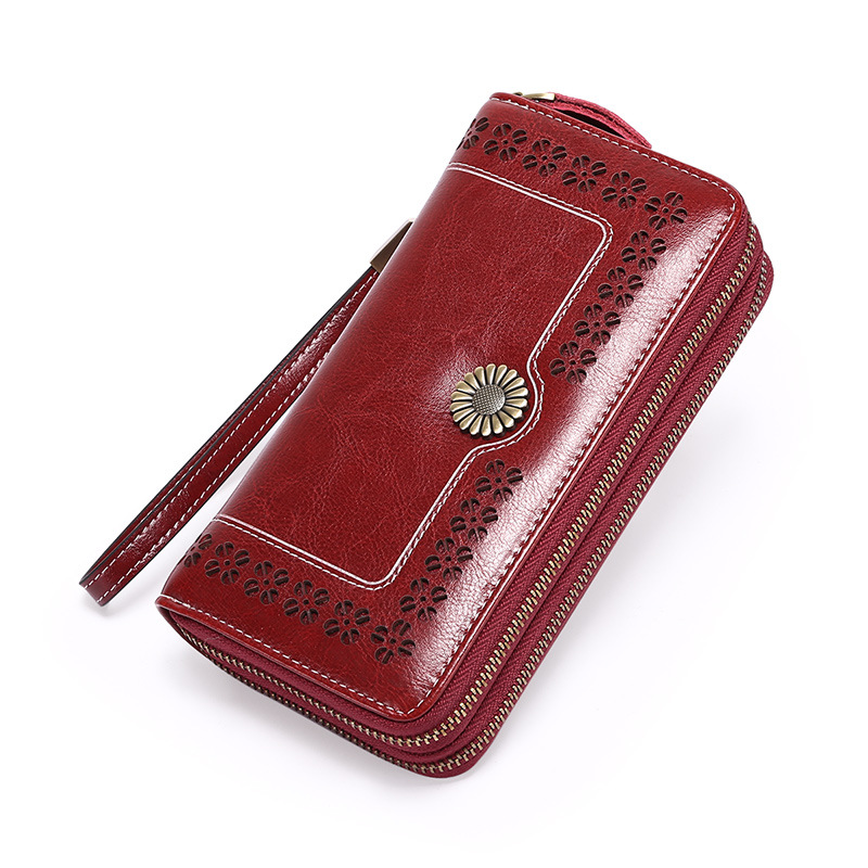 Women's Wallet Leather Long Double Zip