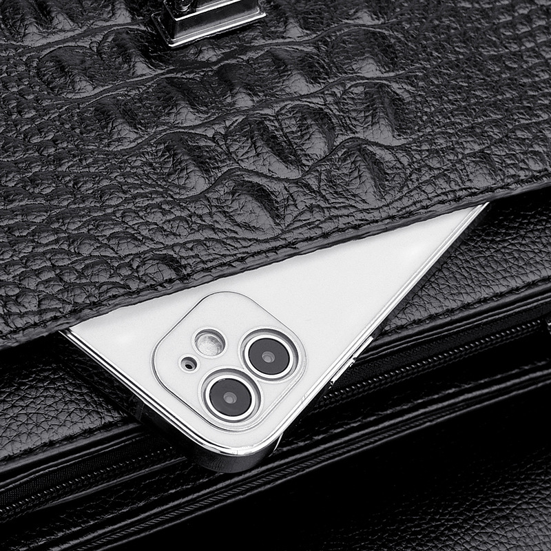 Crocodile Handheld Lock Textured Women's Bag